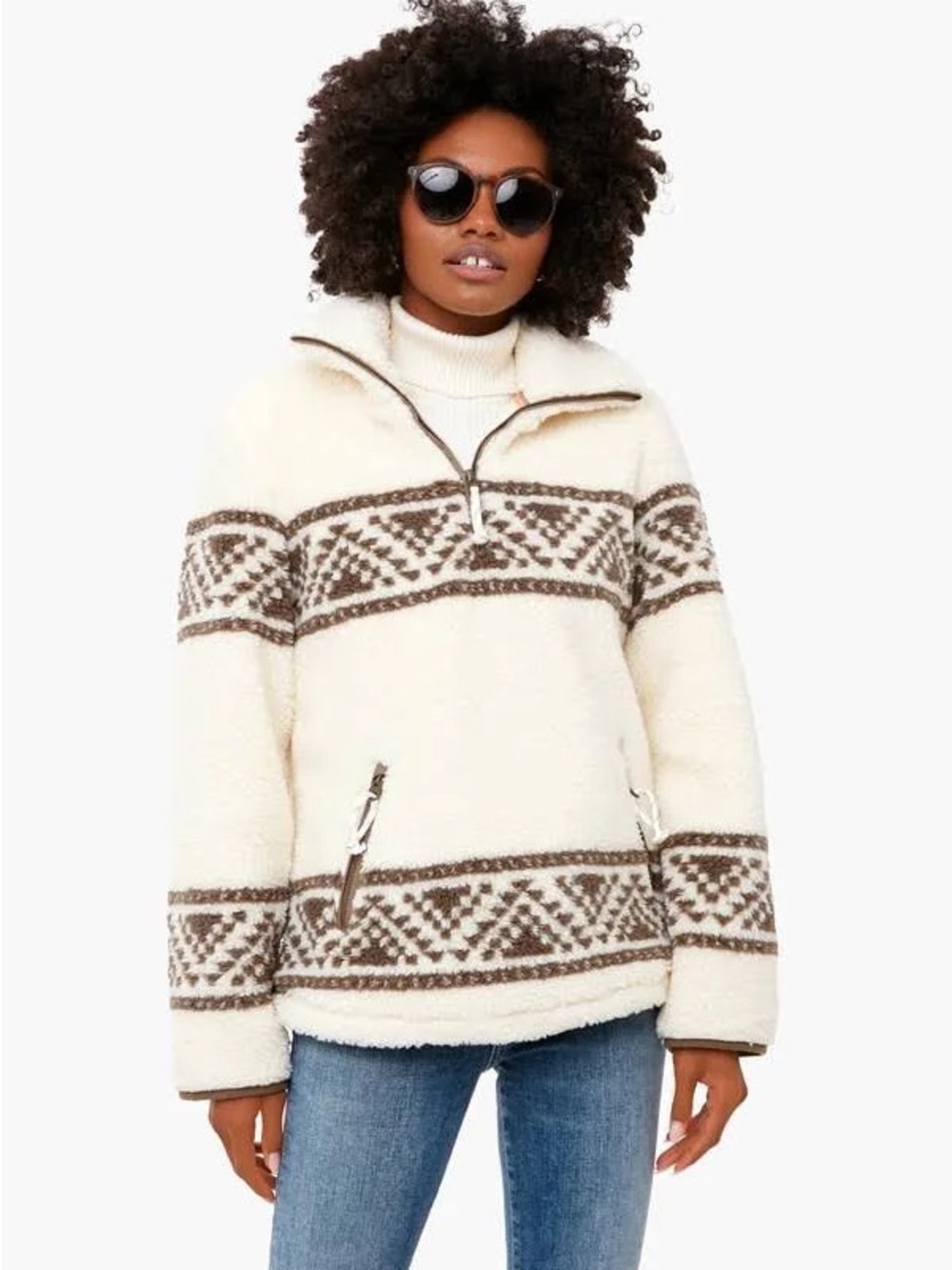 Faherty Women's B Yellowtail X Pullover Sherpa Cedar Ridge Small